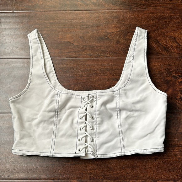 Forever 21 White Laced Up Crop Top - Picture 5 of 7